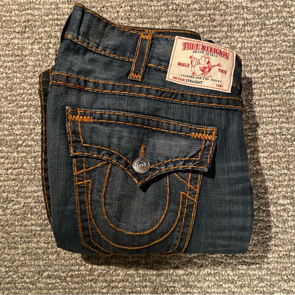 True Religion orange stitch jeans 💥